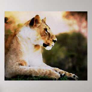 *~* Waterverf Art AP23 Artistieke LIONESS Poster