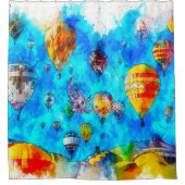 Waterverf Art Hot Air-ballonnen — Showgordijn Douchegordijn (Voorkant)