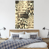 Waterverf Artwork 80-90-serie Chessboard Canvas Afdruk (Insitu (Slaapkamer))