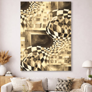 Waterverf Artwork 80-90-serie Chessboard Canvas Afdruk