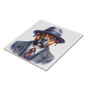 Waterverf Artwork Bruin Hondengangsterpak Tegeltje (Zijkant)