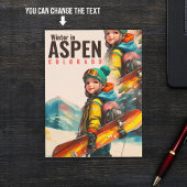 Waterverf Aspen Colorado berg Meisje Briefkaart