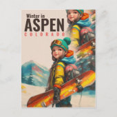 Waterverf Aspen Colorado berg Meisje Briefkaart (Voorkant)