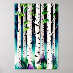 Waterverf Aspen Trees Poster