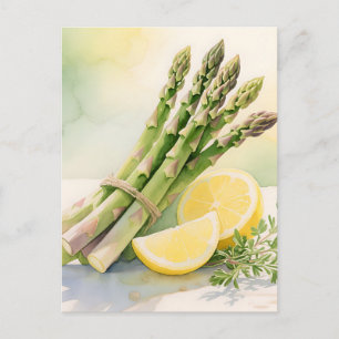 Waterverf Asperge Citroen Briefkaart