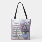 Waterverf Asters en Chickadee Quote Draagtas (Achterkant)