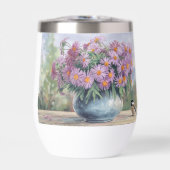 Waterverf Asters en Chickadee Quote Waterfles (Voorkant)