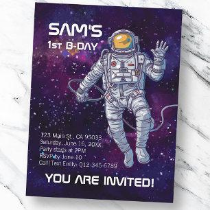 Waterverf Astronaut in de ruimte met Sterren & Gal Uitnodiging Briefkaart
