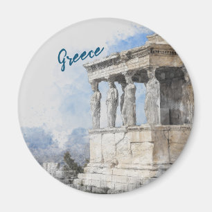 Waterverf Athenamagnet – Grieks ruïnes souvenir Magneet