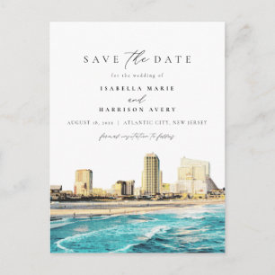 Waterverf Atlantic City New Jersey City Skyline Briefkaart