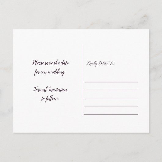 Waterverf aubergine Paarse bloemen opslaan de datu Uitnodiging Briefkaart (Achterkant)