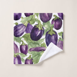 Waterverf Aubergine Tuin Botanisch Patroon Bad Handdoek