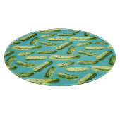 Waterverf augurken op turquoise snijplank (Hoek)