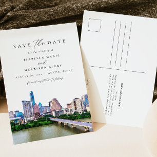 Waterverf Austin Texas Skyline Travel Destination Briefkaart