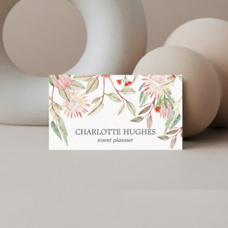Waterverf Australian Flowers Blush Roze & Grijs Visitekaartje