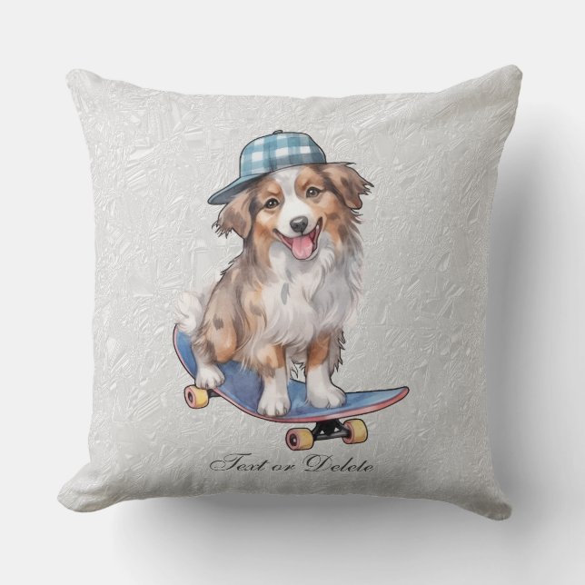 Waterverf Australian Shepherd Sierkussen (Voorkant)