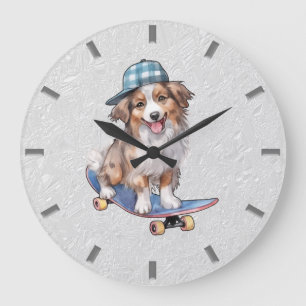 Waterverf Australian Shepherd Wall Clock Grote Klok