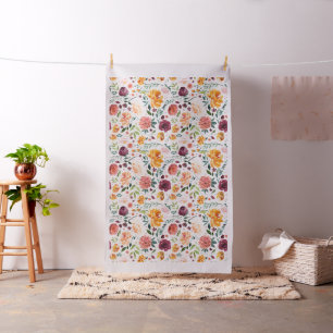 Waterverf Autumn Blooms Pattern Fabric Stof