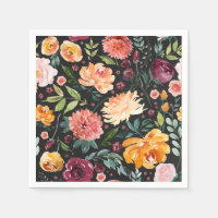 Waterverf Autumn Blooms Pattern Faux Chalkboard