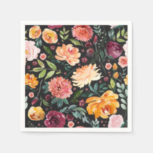 Waterverf Autumn Blooms Pattern Faux Chalkboard Servet