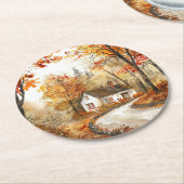 Waterverf Autumn Cottage Onderzetter (Gebogen)