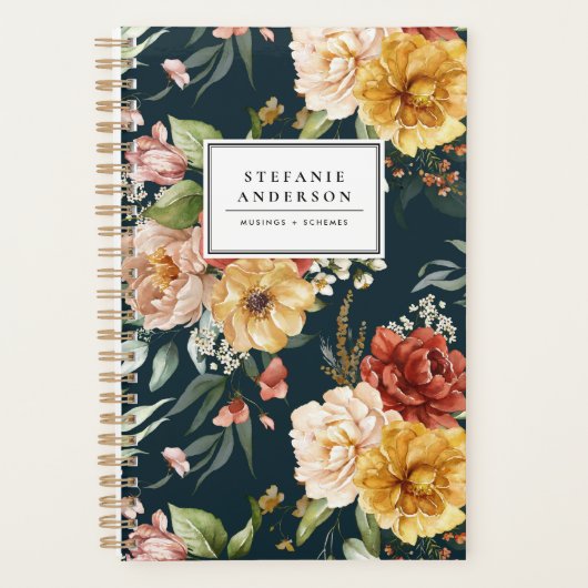 Waterverf Autumn Flowers en Greenery Pattern Planner (Voorkant)