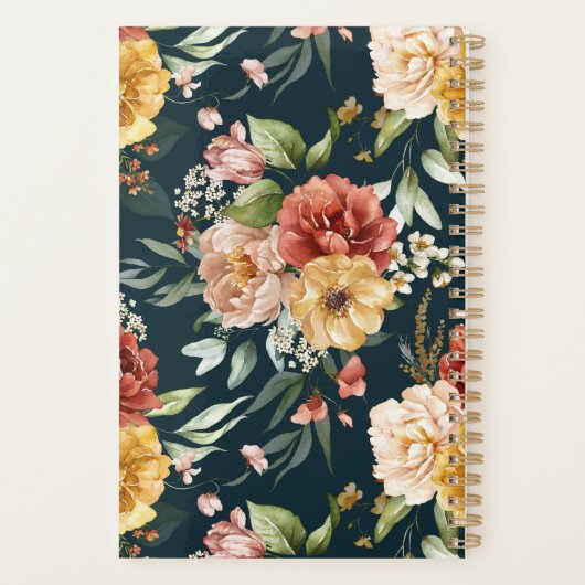 Waterverf Autumn Flowers en Greenery Pattern Planner (Achterkant)