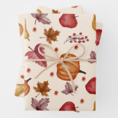 Waterverf Autumn herfst blad, pompoen, peren, appe Inpakpapier Vel (In situ)
