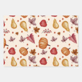 Waterverf Autumn herfst blad, pompoen, peren, appe Inpakpapier Vel (Voorkant)