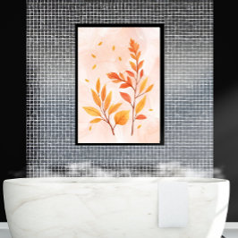 Waterverf Autumn verlaat botanisch Poster Canvas Afdruk