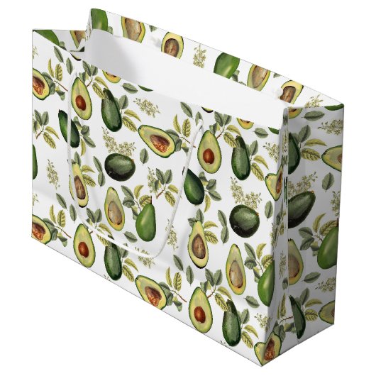 Waterverf Avocado Botanische Patroon Groot Cadeauzakje (Voorkant Gekanteld)