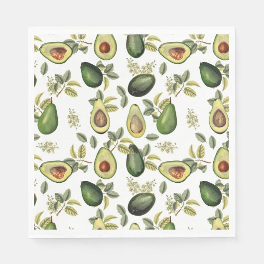Waterverf Avocado Botanische Patroon Servet (Voorkant)