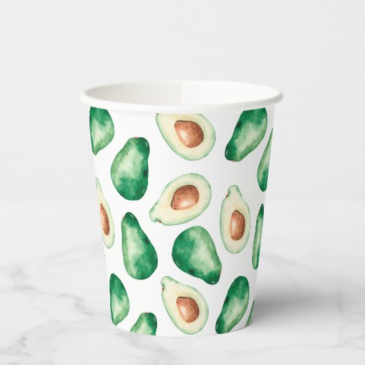 Waterverf Avocado Pattern Birthday Party Papieren Bekers (Links)
