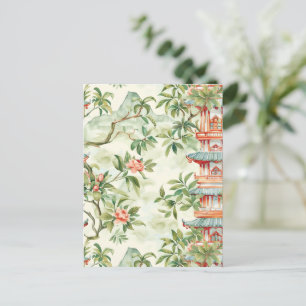 Waterverf Aziatische Pagode in Verdant Landschap ( Briefkaart