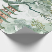 Waterverf Aziatische Pagode in Verdant Landschap ( Cadeaupapier (Hoek)