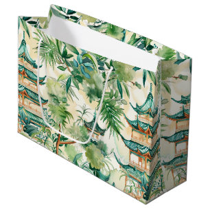 Waterverf Aziatische Pagode in Verdant Landschap ( Groot Cadeauzakje