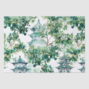 Waterverf Aziatische Pagode in Verdant Landschap ( Tissuepapier