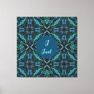 Waterverf Azulejo Black Spaans gepersonaliseerd Canvas Afdruk