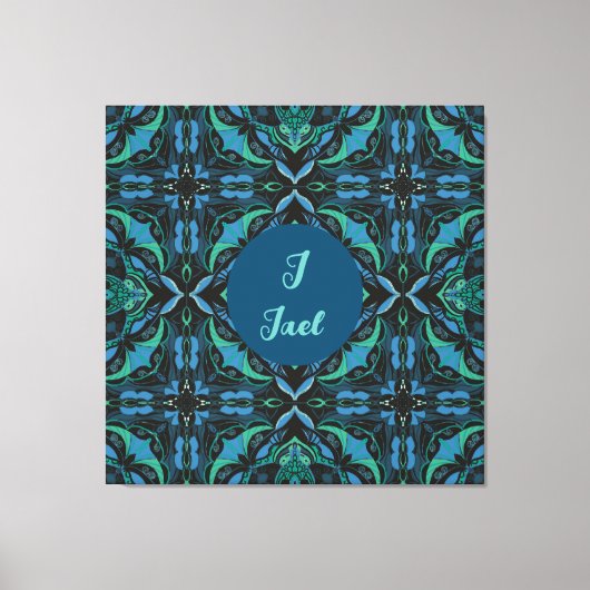 Waterverf Azulejo Black Spaans gepersonaliseerd Canvas Afdruk (Voorkant)