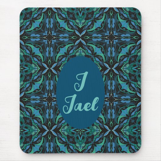 Waterverf Azulejo Black Spaans gepersonaliseerd Muismat (Voorkant)