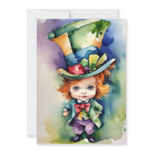 Waterverf Baby Alice in Wonderland Wenskaart