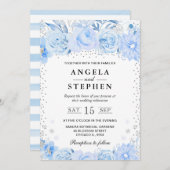 Waterverf Baby Blauw Winterbloemen Bruiloft Kaart (Voorkant / Achterkant)
