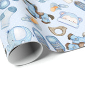 Waterverf Baby Boy Pattern met speelgoed Clothes B Cadeaupapier (Rol Hoek)