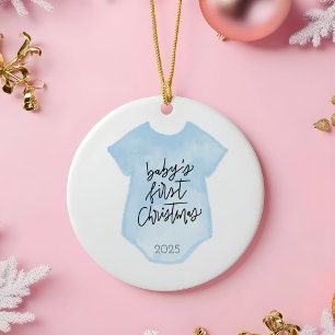 Waterverf Baby Boy's eerste kerst Ornament