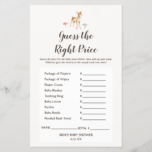 Waterverf Baby denkt dat het juiste prijsspel is Flyer (Voorkant)