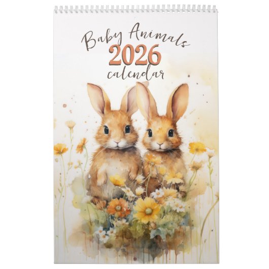 Waterverf Baby Dieren 2026 Kalender (Hoes)