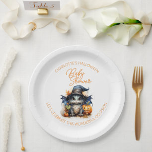 Waterverf Baby Dragon Halloween Baby shower Papieren Bordje