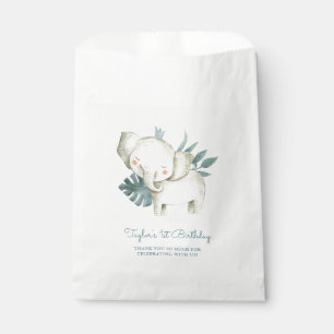 Waterverf Baby Elephant Prince Tropical Birthday Bedankzakje