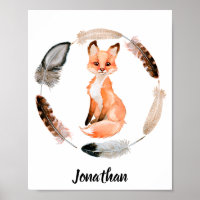 Waterverf Baby Fox Nursery Child Personalized