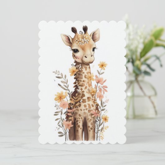 Waterverf Baby Giraffe Baby shower Kaart (Staand voorkant)